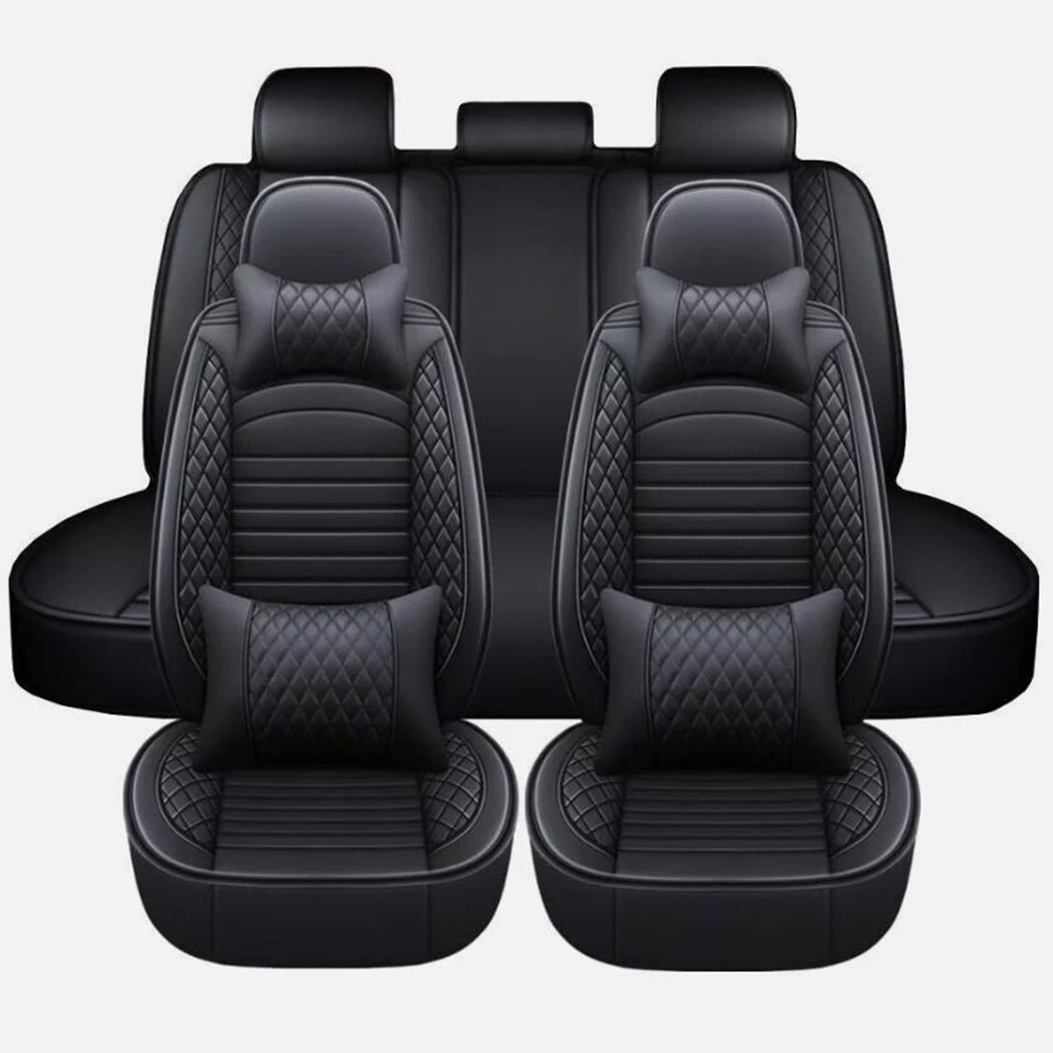 WRWolf Car 5-Seat Covers Front & Rear Full Set for Ford Maverick 2022-2023 2024 2025 PU Leather Seat Cushion Protector Waterproof Black