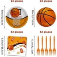 thumbnail image 3 of 96 Pcs Basketball Plates Basketball Party Supplies Including Basketball Plates and Napkins Party Supplies, Forks Basketball Party Favors for Kids Basketball Birthday Decorations, 3 of 10
