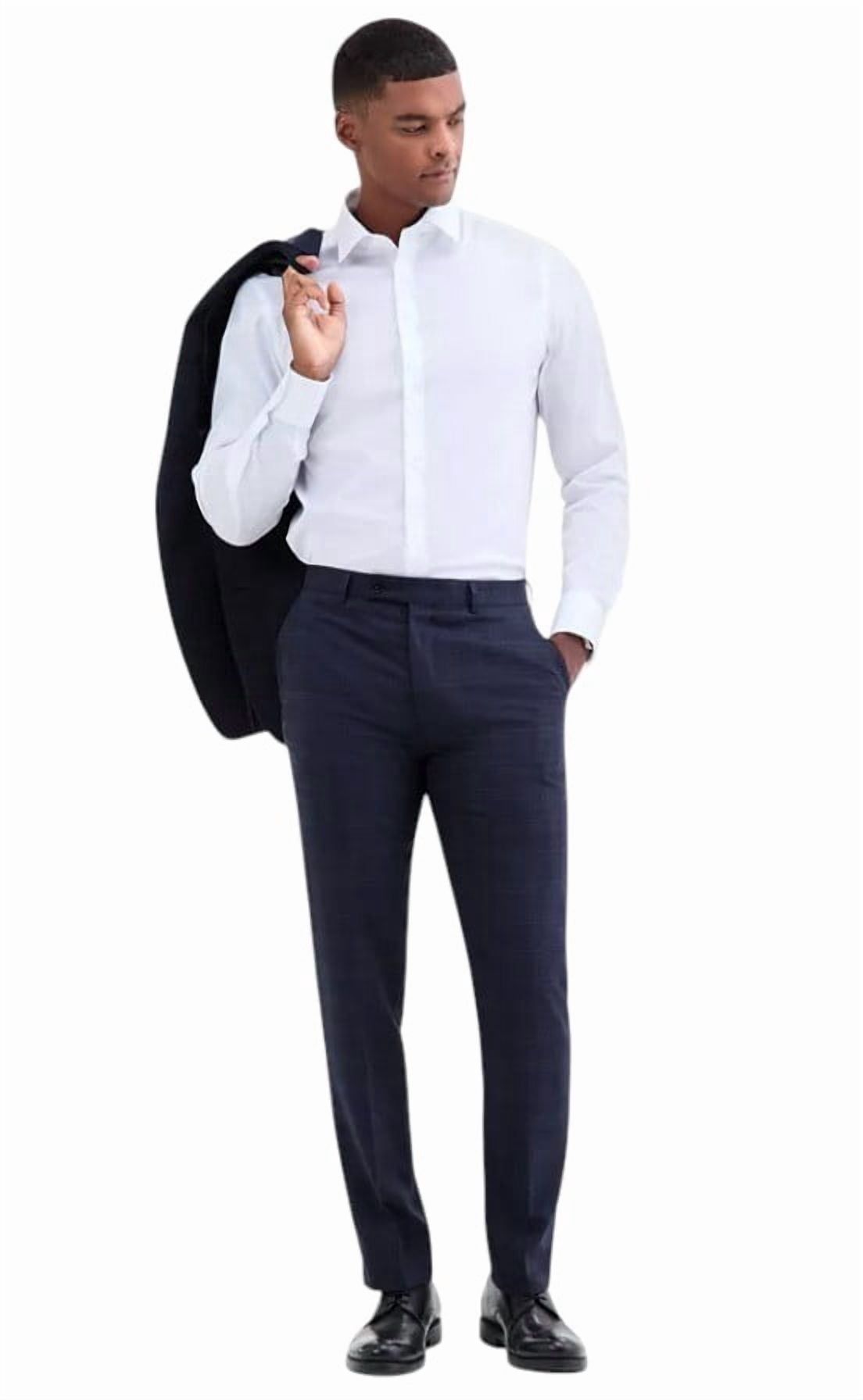 Calvin Klein Mens Slim Fit Tech Solid Performance Dress Pants 34 X 32 Navy Blue