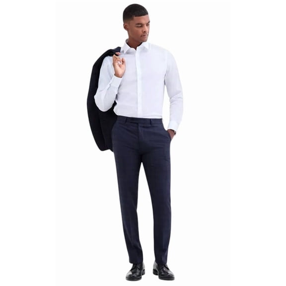 Calvin Klein Mens Slim fit Wool Dress Pants 36 / 34 Navy Blue Plaid