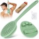thumbnail image 1 of wonima11 Silicone Back Scrubber & Bath Glove Set 2PCS, 13.4'' Gentle Shower Back Scrubber with Dual-Side Head Non-Slip Handle, 360° Anti-Slip Hand-fit Bath Glove for Rich Foaming Deep Cleaning(Green), 1 of 1