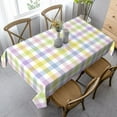 thumbnail image 6 of Easter Plaid Rectangle Tablecloth 60x84 Inch,Spring Coloring Checkered Table Cloth,Wrinkle Stain Waterproof Holiday Table Cover,Rustic Rainbow Small Fabric Farmhouse Tablecloth for Party Picnic, 6 of 6