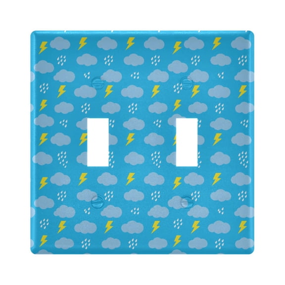 Lightning Rain Toggle Switch Wall Plate 2-Gang Unbreakable Durable PC Flush Fit Round Edge 4.48x4.56in