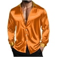 thumbnail image 5 of NTACZA Disco Big and Tall Shirts for Men Solid Long Sleeve Orange Button Down Shirt Party Satin Men Classic Fit Shirts XXXXXL, 5 of 8