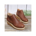 thumbnail image 5 of Daeful Ladies Casual Shoes Slip On Ankle Booties Platform Walking Shoe Driving Non-Slip Lightweight Wedge Brown 7.5, 5 of 9