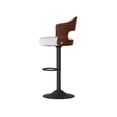 thumbnail image 5 of ClinQ Swivel Adjustable Bar Stools Set of 2, PU Leather Upholstered Bar Chairs with Bentwood Backrest and Hydraulic Lift for Kitchen Island, White, 5 of 9
