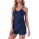 thumbnail image 4 of Conjuntos de loungewear de satén para mujer INSPIRE CHIC, tirantes dobles, sin mangas, espalda de corredor, sexy, camisón de seda, 2 piezas, M, azul, 4 of 6