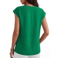 thumbnail image 5 of ANRABESS Women Tops V Neck T Shirts Cap Sleeve Business Casual Tops for Women Summer Loose Fit Dressy Work Office Blouses Cute Clothes Trendy Outfits Green XL, 5 of 11