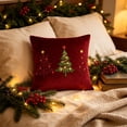 thumbnail image 5 of Soft Velvet Round Tufted Throw Pillow with Star Snowflake Ball Motifs, Christmas Embossed Decorative Cushion for Sofa Couch Bed and Living Room Decor (Multicolor), 5 of 6
