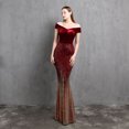 thumbnail image 4 of Vestido de noche clásico con cola de pez y hombros descubiertos para mujer, elegante, para banquetes, reuniones anuales, temperamento, terciopelo, aura, reina, 4 of 6