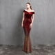 thumbnail image 4 of Vestido de noche clásico con cola de pez y hombros descubiertos para mujer, elegante, para banquetes, reuniones anuales, temperamento, terciopelo, aura, reina, 4 of 6