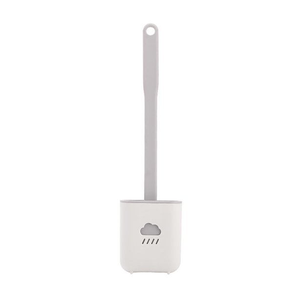 Muyoka Cepillo de limpieza para inodoro con soporte, cepillos para inodoro de silicona de limpieza profunda, cerdas suaves de secado r谩pido y mango largo de pl谩stico para ba帽o 38X10X4CM (gris)