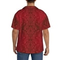 thumbnail image 5 of Lafuoo Vintage Burgundy Pattern Men's Cuban Collar Short Sleeve Shirt, Button-Down Resort Beach Pocket Shirt-XX-Large, 5 of 7