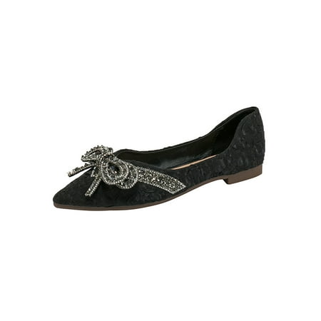 

Ritualay Women s Flats Comfort Walking Shoe Slip On Flat Shoes Breathable Rhinestone Dress Loafers Wedding Party Non-slip Loafer Black 8.5