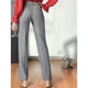 thumbnail image 5 of Pantalones Casuales de Cintura Alta y Corte Recto Holgado para Mujer con Bolsillos Plata L, 5 of 7