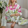 thumbnail image 4 of Goofa Vintage Wood Background with Floral Printed Women’s 2 Piece Pajama Set Super,Pajamas Women's Long Sleeve Sleepwear Soft Button Down Loungewear Pjs Lounge Set Nightwear-Small, 4 of 9