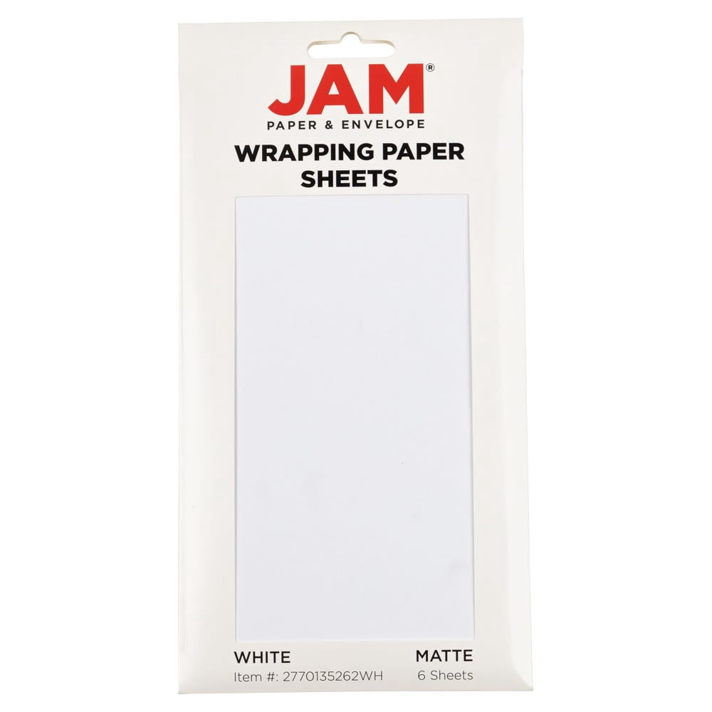 JAM Paper Matte Wrapping Paper Sheets, 30 x 20 per Sheet (25 sq ft Total), Matte White, 6 Sheets