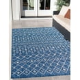 thumbnail image 1 of Unique Loom Trellis Collection Tribal Geometric Transitional Indoor and Outdoor Flatweave Area Rug, 5' x 8', Blue/Ivory, 1 of 2