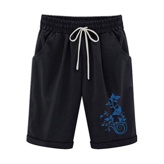 Top and Shorts Sets for Women, Womens Elastic Waist Printing Drawstring Shorts