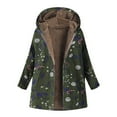 thumbnail image 1 of Women's Floral Print Hooded Winter Coat with Pockets Oversized Warm Outwear, 1 of 6