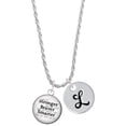 thumbnail image 1 of Delight Jewelry Silvertone Domed Stronger Braver Smarter Silvertone Script Initial Disc - L - Charm Necklace, 20"+3", 1 of 4