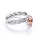 thumbnail image 3 of JeenMata Anillo de Bodas con Halo Pavé Morganita y Moissanita en Forma de Lágrima de 1,5 ct Melocotón: Conjunto de Anillo de Bodas con Cuerpo Retorcido Infinito: Baño de Oro Blanco de 18 K sobre Plata, 3 of 6