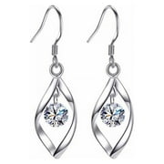AIDAI Ripple Diamond Stars Stud Earrings,Long Diamond Pendant Hypoallergenic Nickel Free Earrings