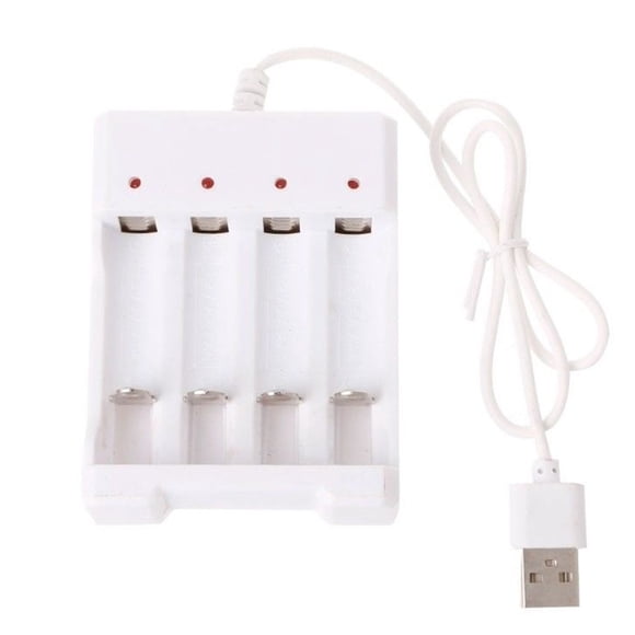 fastboy Plastic AAA/AA Battery Charger Short-circuit Protecting USB Interface Reusable Electric Toy Batteries Charging Adapter White