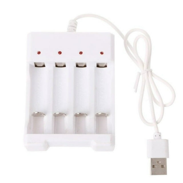 Wweixi ABS AAA/AA Battery Charger Portable Short-circuit Protecting USB Interface Electric Toy Batteries Charging Adapter White