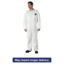 DuPont Tyvek Coveralls, Open Wrist/Ankle, HD Polyethylene, White, 3X-Large, 25/Carton