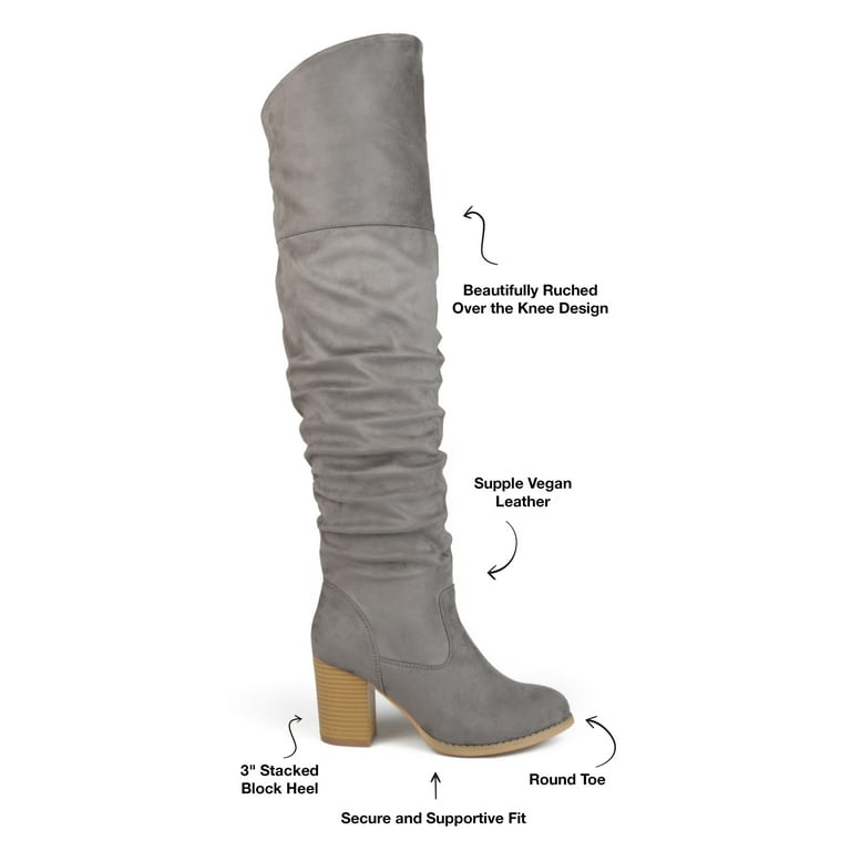 Journee Collection Womens Kaison Wide Width Wide Calf Stacked Heel Over The Knee Boots Walmart