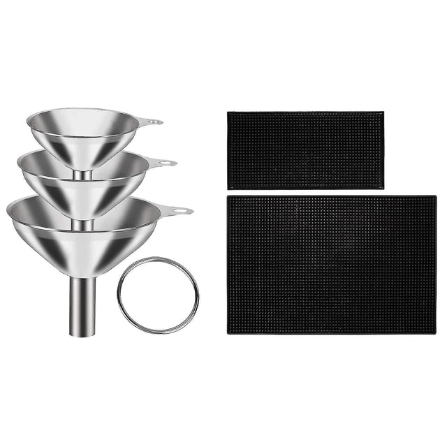 Juego de embudos de acero inoxidable de 3 paquetes, compatible con botellas de llenado de cocina