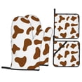 thumbnail image 1 of YFYANG Oven Mitts and Pot Holders Sets 4 Pieces, Non-Slip Heat Resistant Brown Cow Texture Pattern Kitchen Glove Pot Mat for Cooking and Baking, 1 of 8
