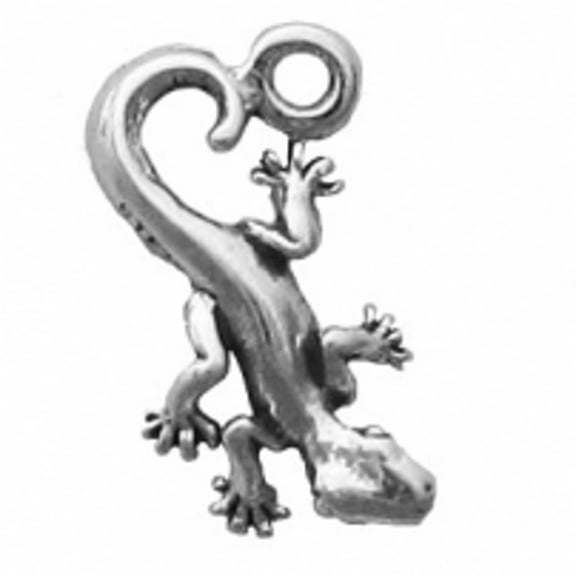 Sterling Silver 16" .8mm Box Chain Mini Crawling Gecko Lizard Pendant Necklace