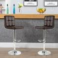 thumbnail image 3 of Set of 2 Bar Stool, Comfortable Swivel Adjustable PU Leather Bar Chair with Backrest, Soft Cushioned Seat, Footrest, Sturdy Metal Frame, Barstools for Kitchen, Pub (Black, White, Brown, Red), 3 of 8