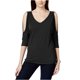 thumbnail image 2 of Blusa INC con Cuello en V y hombros descubiertos para mujer negro mediano, 2 of 2