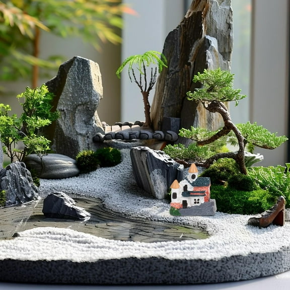 PENIKOKO 4pcs Mini House Kit Landscape Village House Ornament Multi Fairy Garden Decoration for Home Decor