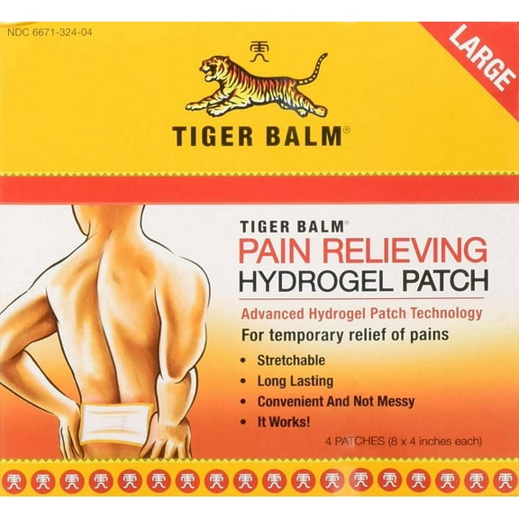Tiger Balm Pain Relieving Hydrogel Stretchable Patch, Large, 4ct, 6-Pack