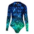 thumbnail image 4 of Long Sleeve Swimsuit for Women Scale Print High Neck Bathing Suit Full Coverage Rash Guard Sun Protection Athletic Swimwear for Beach, 4 of 4