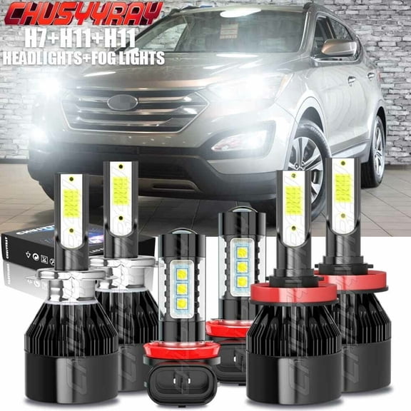 CHUSYYRAY LED Headlight Hi-Lo Beam Fog Light Bulbs Kit 6000K White for Chevy Traverse 2013-2017 6x
