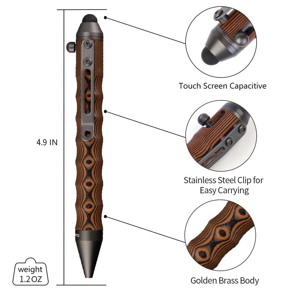 Bolt Action Touch Screen Ballpoint Pens Orange/Black Refillable EDC