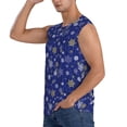 thumbnail image 3 of Lsque Golden Snowflakes Royal Blue Print Men's Cotton Blend Sleeveless Muscle Shirts (S-3XL)- Moisture Wicking, Odor Protection, UPF 30+,Medium, 3 of 8