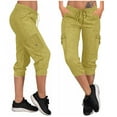 thumbnail image 3 of REALiKUN Cargo Pants Women Cropped Elastic Pants for Women Fashion Casual Shorts Trousers Pocket, 3 of 8