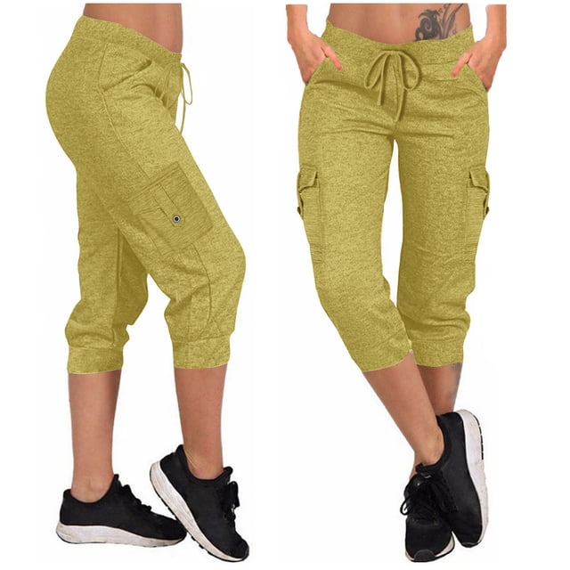 Simua Womens Capris Outdoor Athletic Soft Drawstring Sweatpants with Pockets