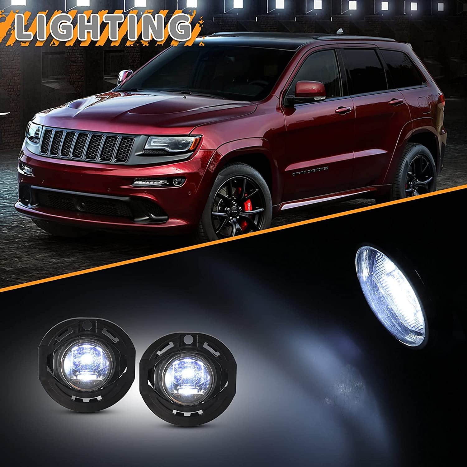 LED Fog Lights Assembly For JEEP GRAND CHEROKEE 2014-2016/DODGE CHARGER 2015-2019/CHRYSLER 300 2015-2019/CHRYSLER PACIFICA 2017-2020