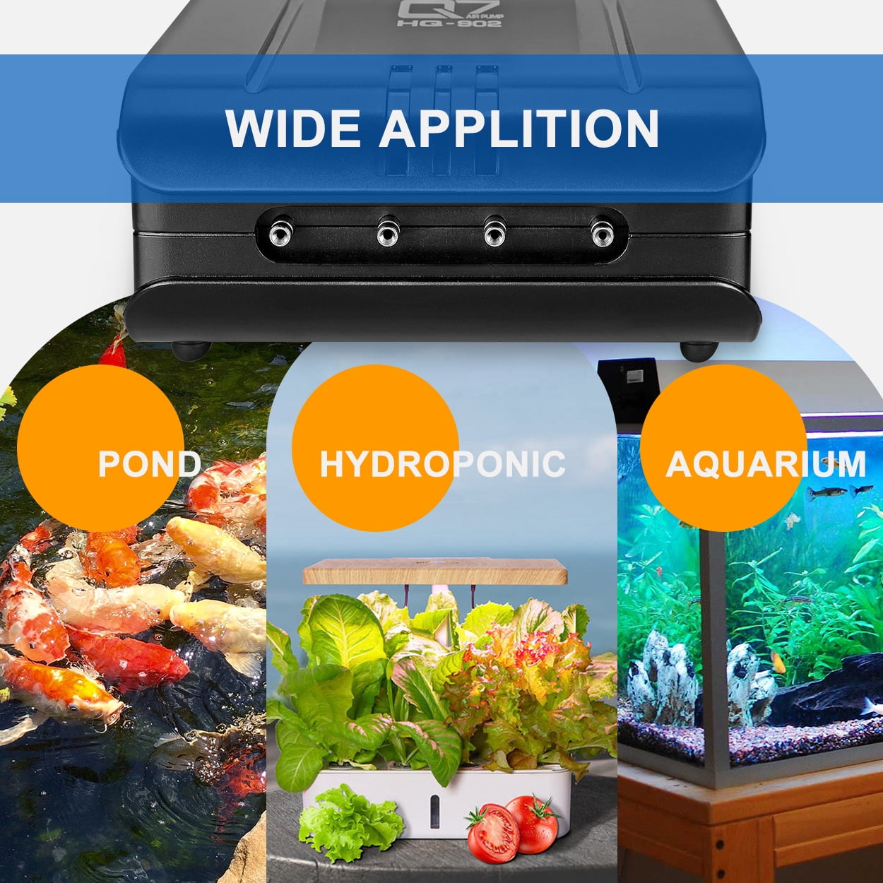 JEREPET 320GPH Aquarium Air Pump 8W Adjustable Quiet Oxygen Pump with 4 Outlet and Accessories Air Stone, Check Valve, Tube,for Up to 300 Gallon Fish Tank