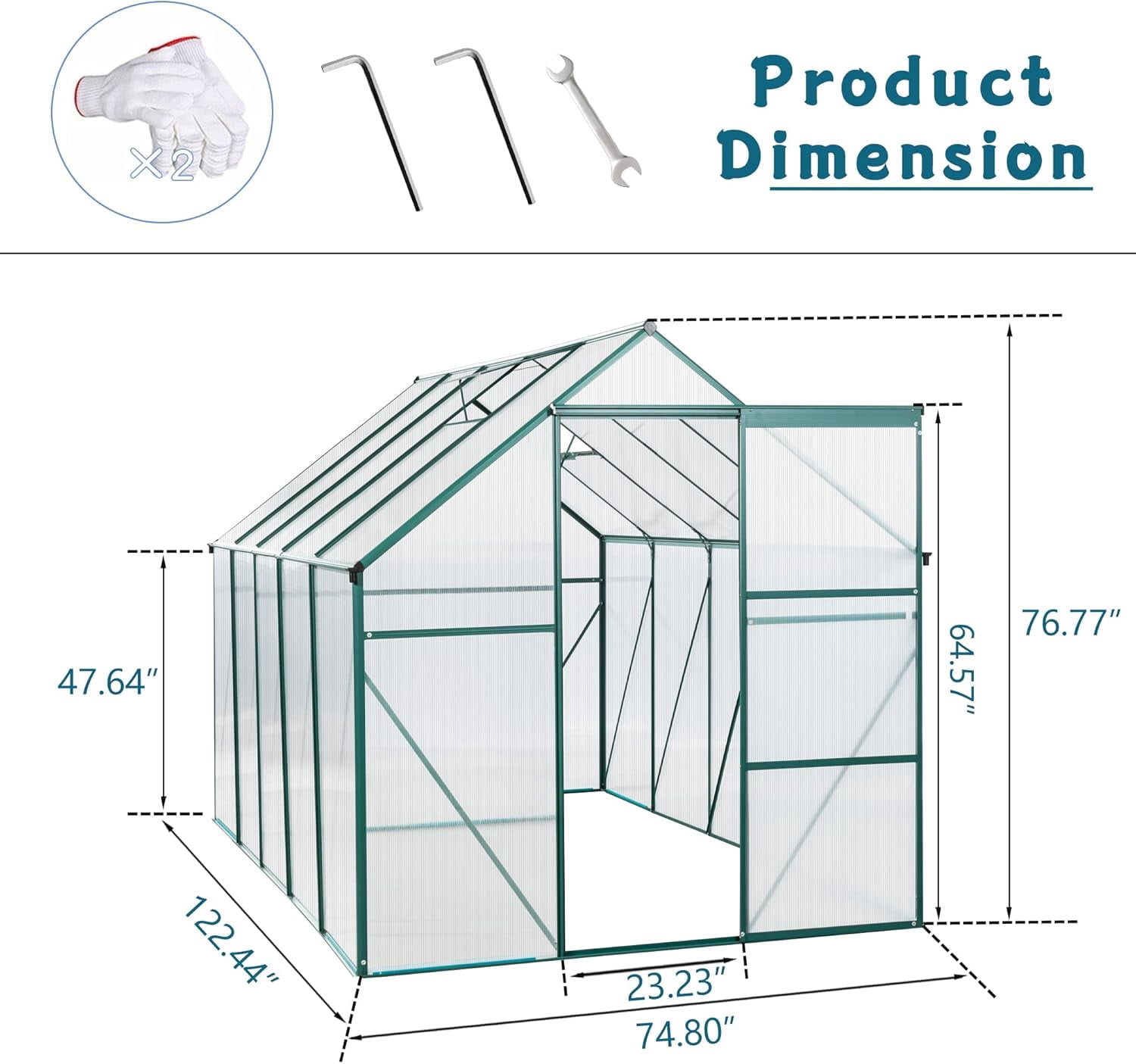 Garvee Greenhouses for Outdoors Walk in Greenhouse with Adjustable Roof Sliding Door Drainage System and Galvanized Base Rust-Proof Greenhouse for Backyard Black 6x10 Ft