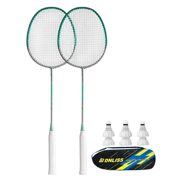 Juego de 2 raquetas de bádminton, resistentes y ligeras, para 2 jugadores Verde