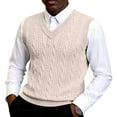 thumbnail image 5 of Men's V-Neck Thickened Knit Sweater Vest, Sleeveless Cable Knit Waistcoat, Winter Warm Layering Piece for Casual Outfits, 5 of 5