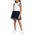 thumbnail image 5 of Amidoa Girls Summer Outfits 2 Piece Short Sleeve Cute Top and Pleated Skirt Kids Clothing Sets Navy Size 6-8 Yeas, 5 of 7